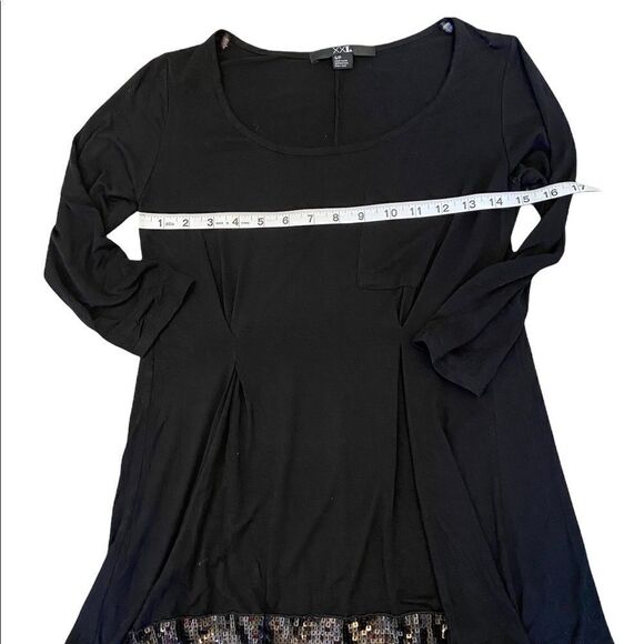 FOREVER21 Sequin Bottom Trim Lightweight Flowy  3/4 Sleeve Front Pocket Top S - Picture 7 of 7